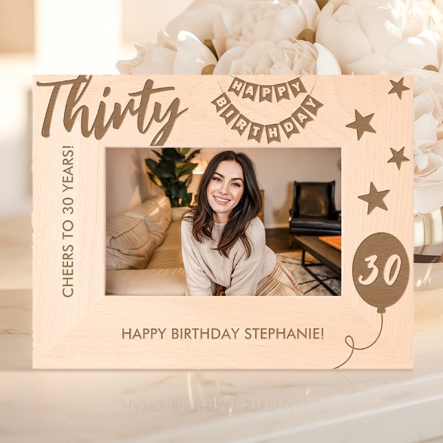 Cheers To 30 Years Happy Birthday Etched Frames (Creator Uploaded)