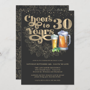 Cheers to 30 Years   Milestone Birthday Party Invitation