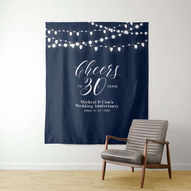 Cheers to 30 years | Nav 30th Wedding Anniversary Tapestry (In Situ)