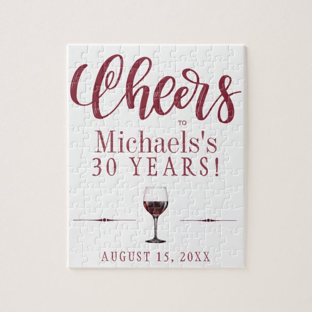 Cheers to 30 years personalised birthday gift jigsaw puzzle (Vertical)