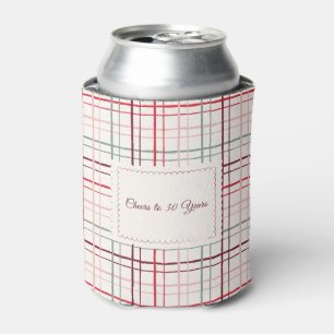 Cheers To 30 Years Plaid Scalloped Birthday Can Cooler