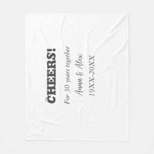 Cheers to 30 years together anniversary add name d fleece blanket