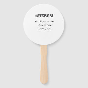 Cheers to 30 years together anniversary add name d hand fan
