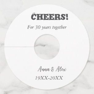 Cheers to 30 years together anniversary add name d wine glass tag