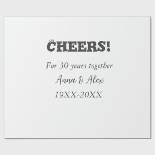 Cheers to 30 years together anniversary add name d wrapping paper