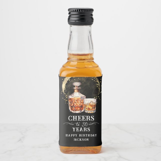 Cheers to 30 Years Whiskey Liquor Bottle Label (Front)