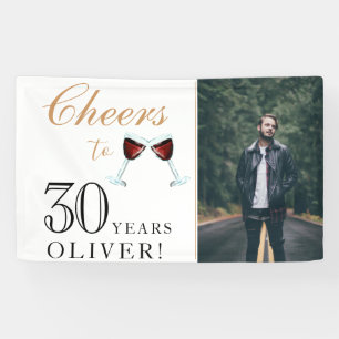Cheers to 30 Years Wine 30th Birthday Photo Banner