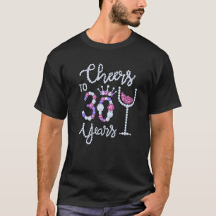 Cheers To 30 Years Wine Glass Est 1992 30th Birthd T-Shirt