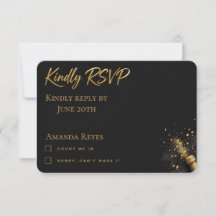 Cheers to 30th Birthday Black and Gold RSVP Card