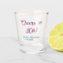 Cheers to 30th birthday name date mauve blue elega