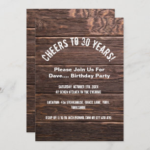 Cheers to 30th Birthday Rustic Country Invitation