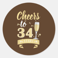 Cheers To 34 Years Champagne Wedding Anniversary