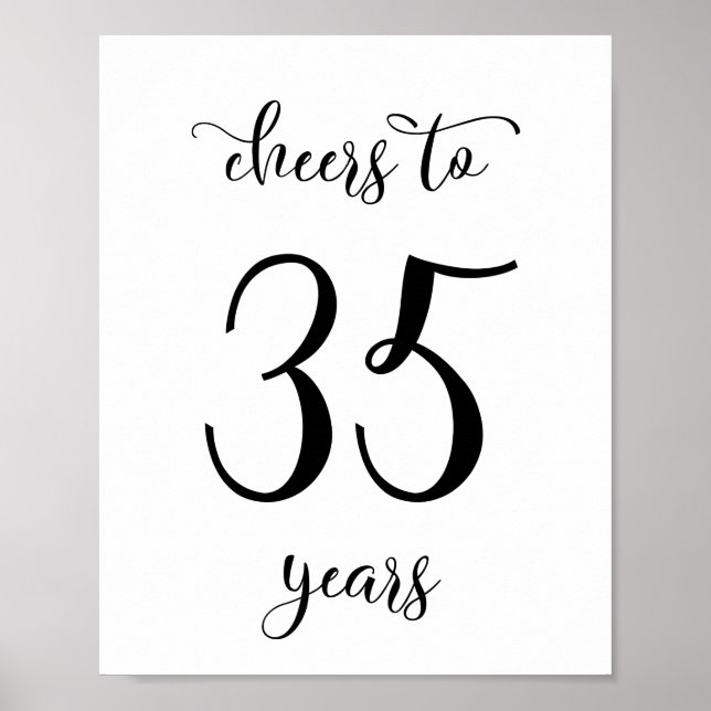 Cheers to 35 years birthday sign (Front)