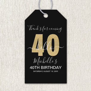 Cheers to 40! Elegant 40th Birthday with Golden Gift Tags