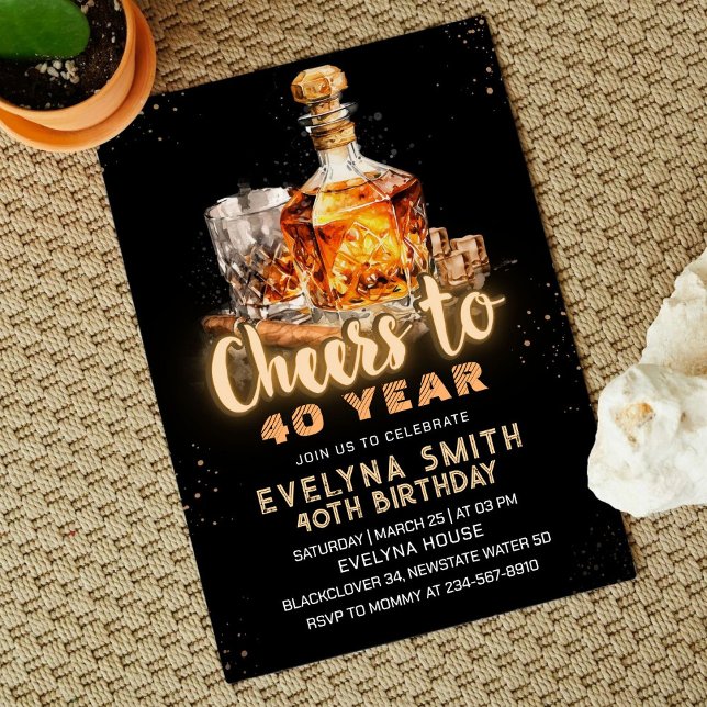 Cheers to 40 year Birthday Party Invitation (Cheers to 40 year Birthday Party Invitation)