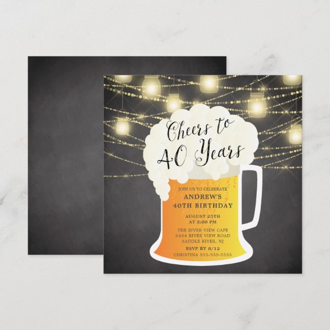 Cheers to 40 Years 40th Birthday Invitation (Front/Back)