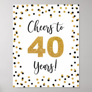 Cheers to 40 Years Anniversary or Birthday Sign