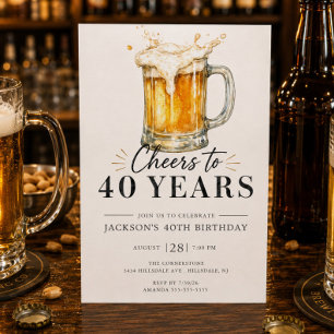 Cheers to 40 Years Birthday Invitation