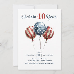 Cheers to 40 Years Birthday Party Invitation