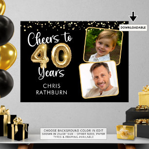 Cheers to 40 Years Birthday Photo Welcome Sign
