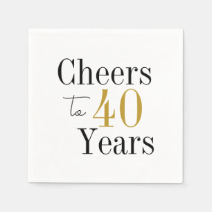 Cheers to 40 Years Black Gold Party Napkin