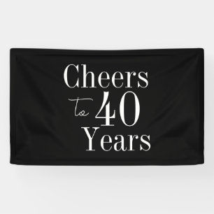 Cheers to 40 Years Black White 40th Birthday Banner