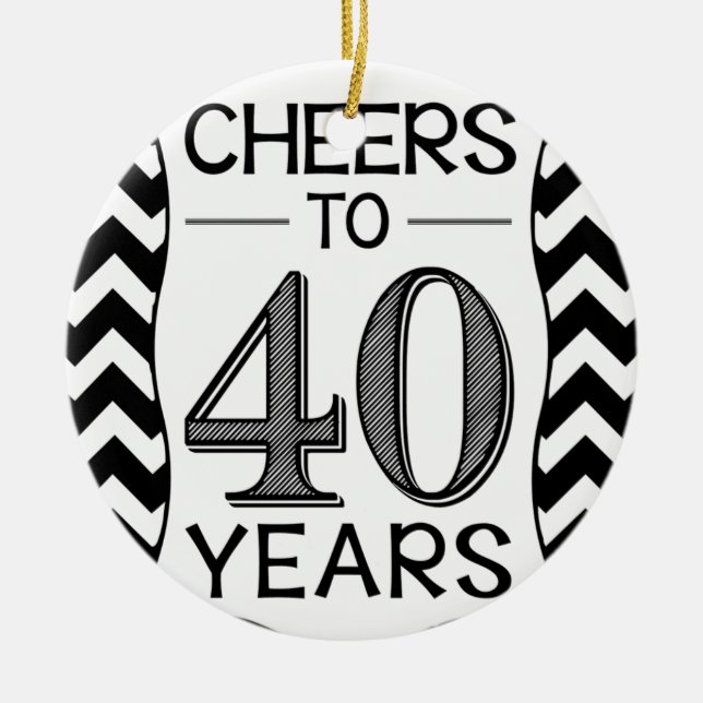 Cheers to 40 Years Ceramic Tree Decoration (Front)