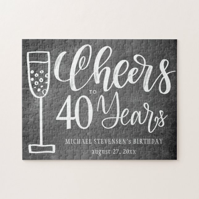 Cheers to 40 years chalkboard birthday keepsake jigsaw puzzle (Horizontal)