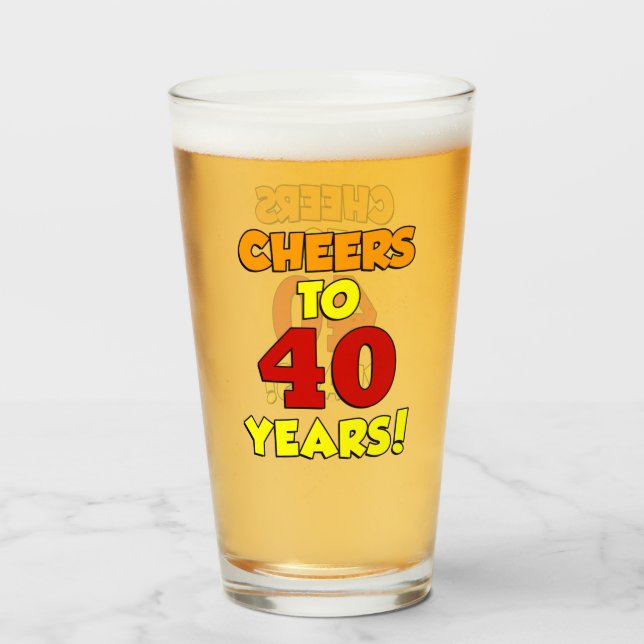 Cheers To 40 Years Colourful Glass (Front Filled)