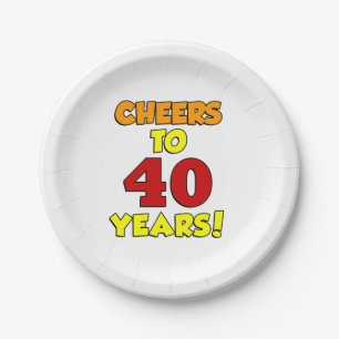 Cheers To 40 Years Colourful Party Paper Plate