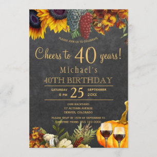 Cheers to 40 years fall rustic 40th birthday party invitation