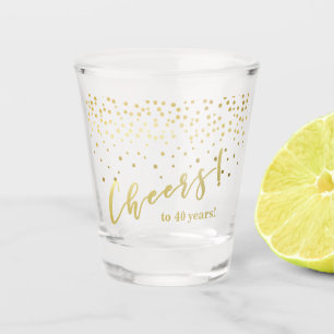 Cheers to 40 years! Glamourous Gold Sparkles Shot Glass