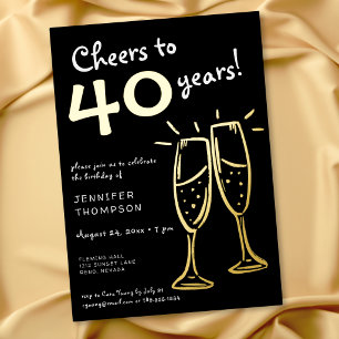 Cheers to 40 Years Gold Champagne Birthday
