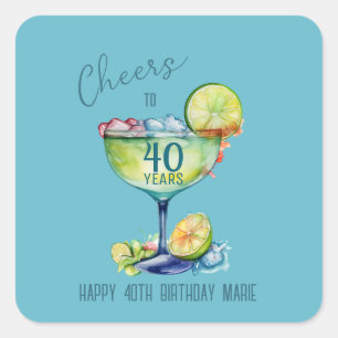 Cheers to 40 Years Milestone Birthday Square Sticker