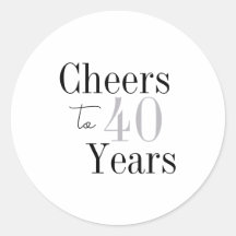 Cheers to 40 Years Minimal Silver Birthday