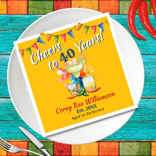 Cheers to 40 Years Modern Fiesta 40th Birthday Napkin