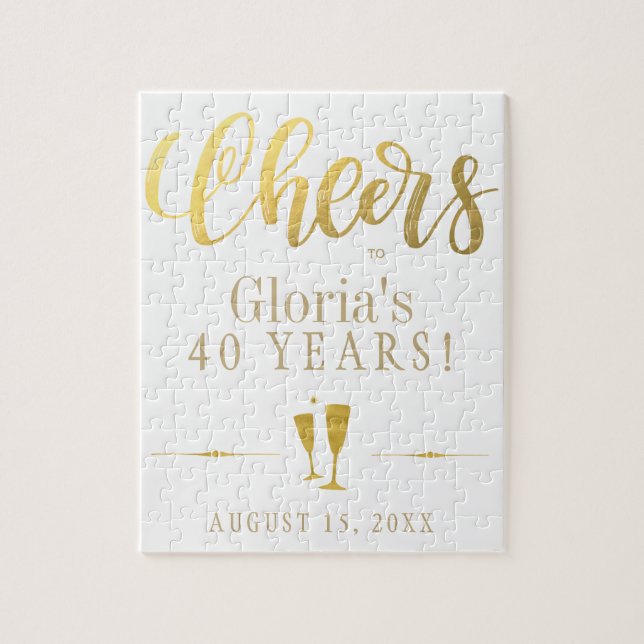 Cheers to 40 years personalised birthday gift jigsaw puzzle (Vertical)