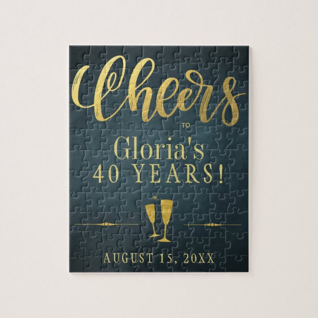 Cheers to 40 years personalised birthday gift jigsaw puzzle (Vertical)