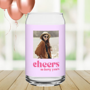 Cheers to 40 years photo gift retro 40th birthday  can glass