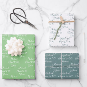 Cheers to 40 Years Spring Green 40th Birthday Wrapping Paper Sheet