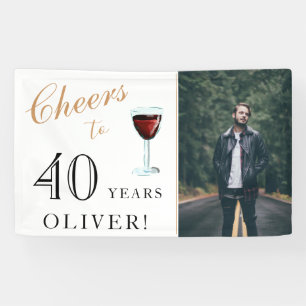 Cheers to 40 Years Wine 40th Birthday Photo Banner