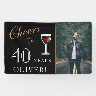 Cheers to 40 Years Wine 40th Birthday Photo Banner