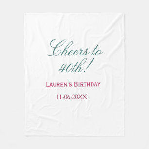 Cheers to 40th birthday name date mauve blue elega fleece blanket