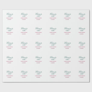 Cheers to 40th birthday name date mauve blue elega wrapping paper