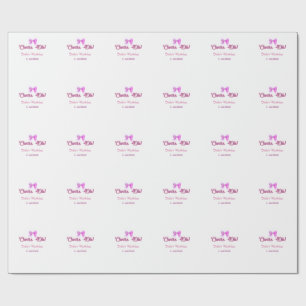Cheers to 40th birthday name date mauve pink bow wrapping paper