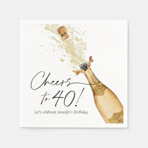 Cheers to 40th Birthday Personalized Paper Napkins