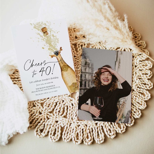 Cheers to 40th Birthday Photo Invitation (Creator Uploaded)