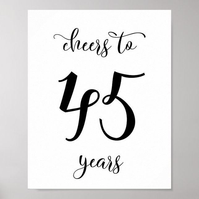 Cheers to 45 years birthday sign (Front)