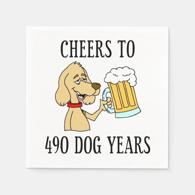 Cheers To 490 Dog Years 70th Birthday Napkin (Front)