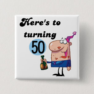 Cheers to 50 Birthday Tshirts and Gifts 15 Cm Square Badge